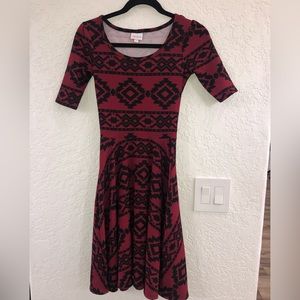 XXS luLaRoe wine and black dress